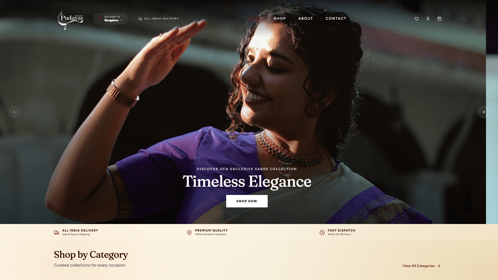 Pudavai Exclusive Desktop View